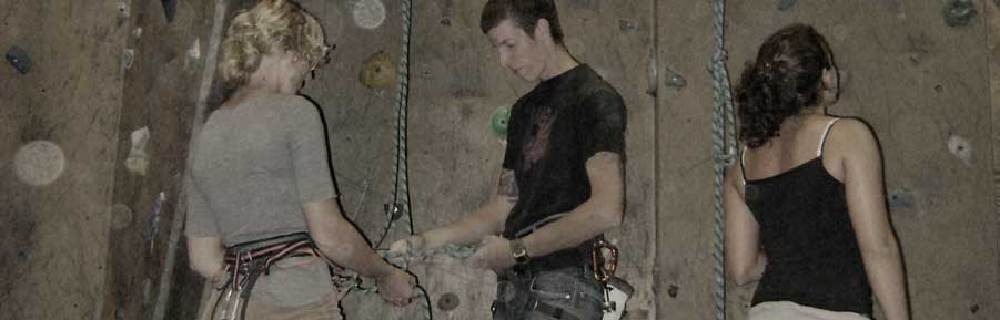 Harnessed and ready to climb